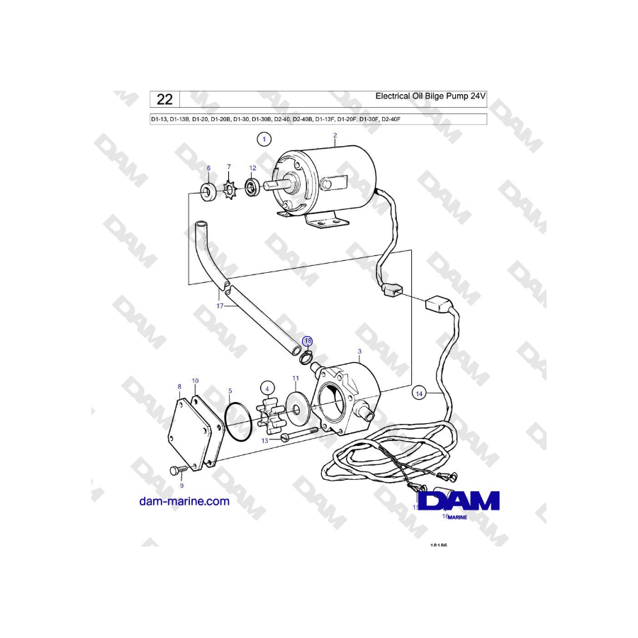 Bomba de achique de aceite eléctrica de 24 V para Volvo Penta D2-40, D2-40B, D1-13F, D1-20F, D1-30F y D2-40F