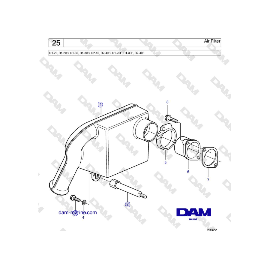 Volvo Penta D2-40, D2-40B, D2-40F - Filtro de aire