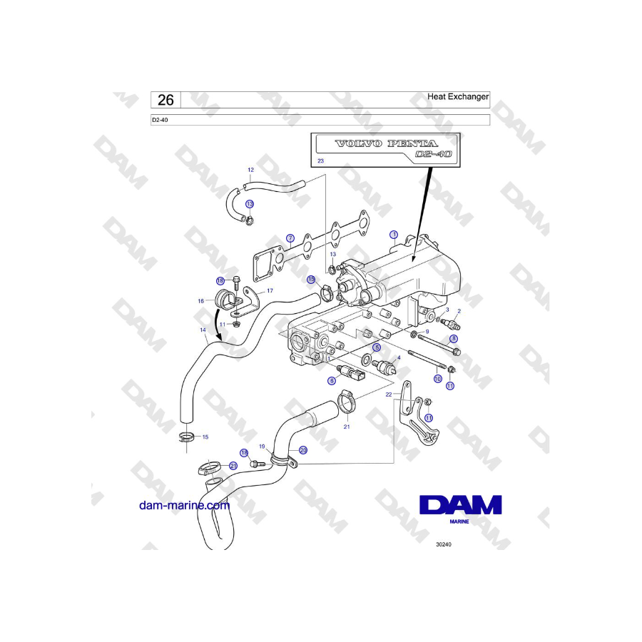 Volvo Penta D2-40 - Intercambiador de calor