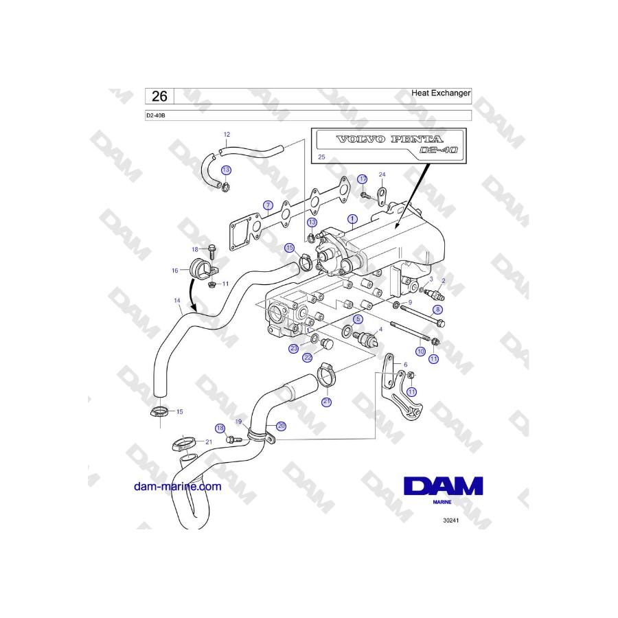 Volvo Penta D2-40B - Intercambiador de calor