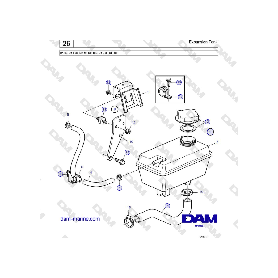 Volvo Penta D2-40, D2-40B, D2-40F - Serbatoio di espansione