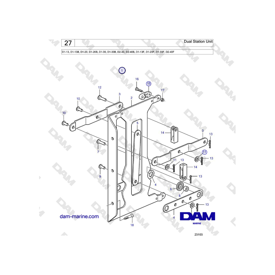 Volvo Penta D2-40, D2-40B, D2-40F - Unidad de doble estación