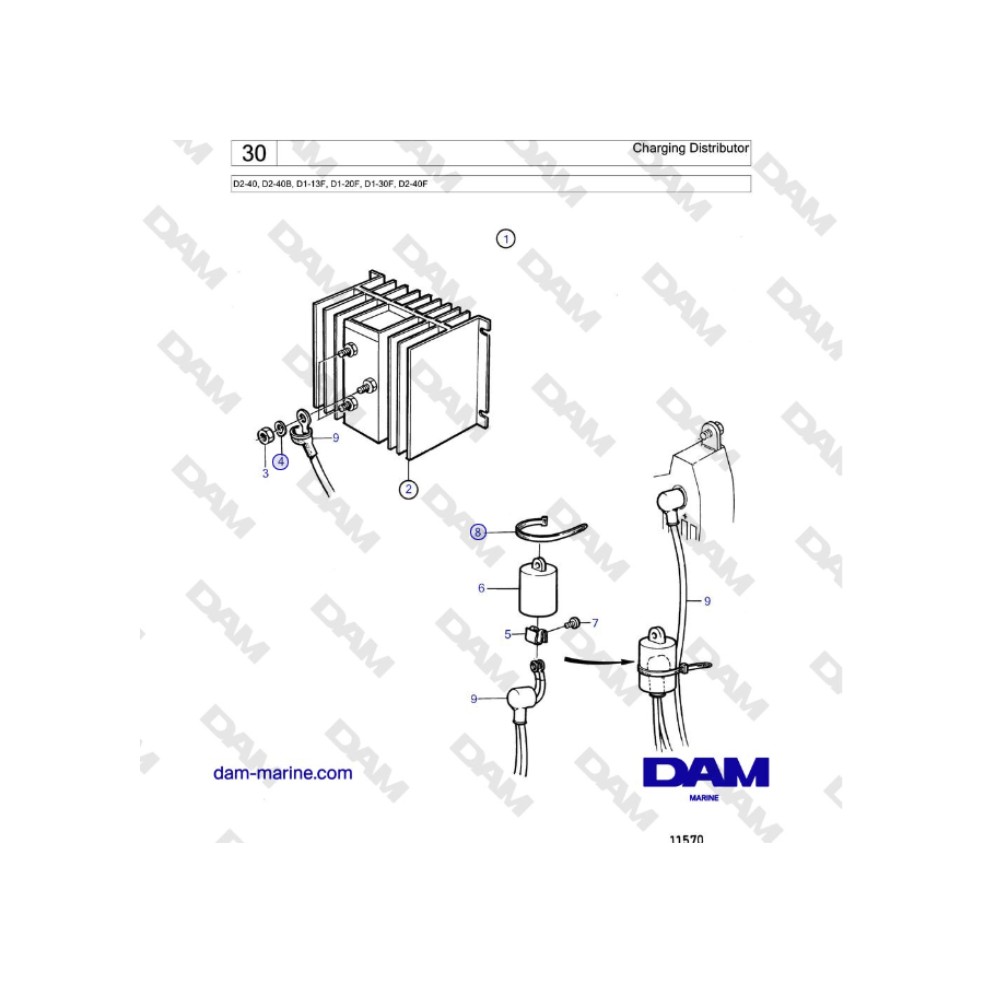Volvo Penta D2-40, D2-40B, D2-40F - Distributore di carica