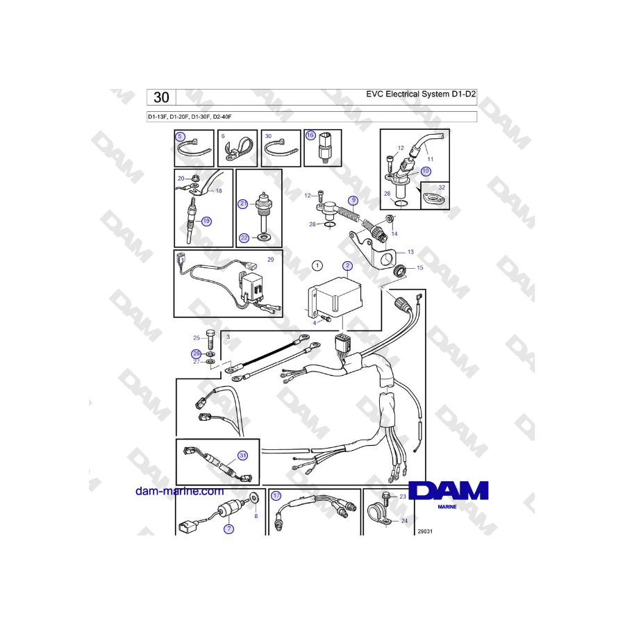 Volvo Penta D2-40F - Sistema eléctrico EVC D1-D2