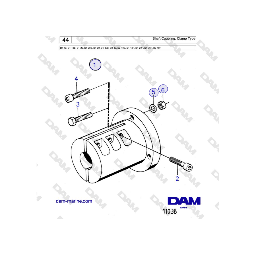 Volvo Penta D2-40, D2-40B, D2-40F - Shaft Coupling, Clamp Type