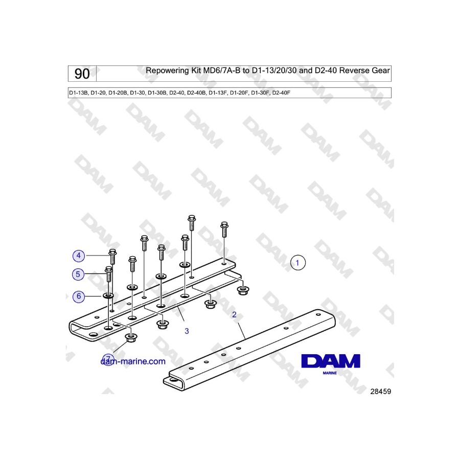 Volvo Penta D2-40, D2-40B, D2-40F - Kit de repotenciación MD6/7A-B a D1-13/20/30 y D2-40 con marcha atrás