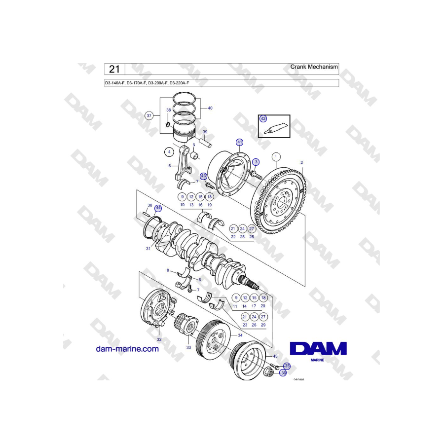 Volvo Penta D3-220A-F - Meccanismo a manovella