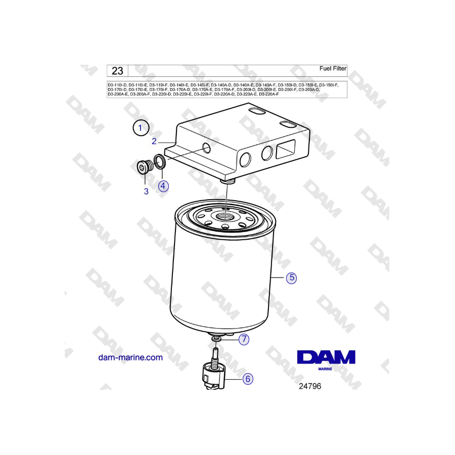 Volvo Penta D3-220A-F - Fuel Filter
