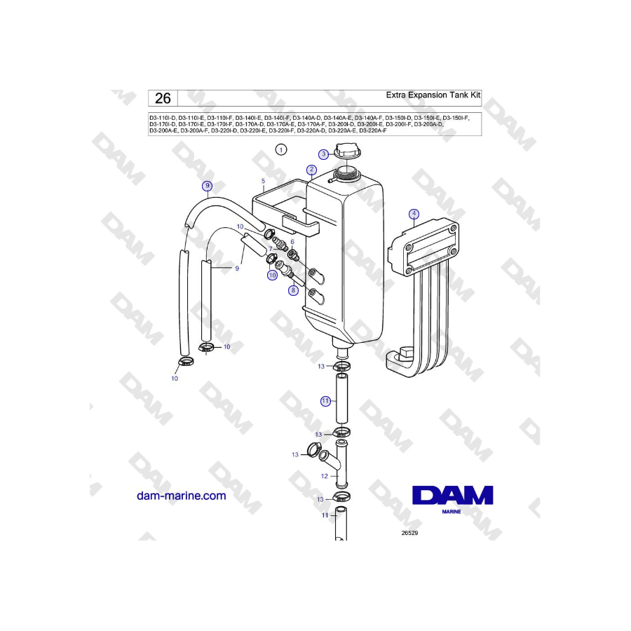 Volvo Penta D3-220A-F - Kit serbatoio di espansione aggiuntivo