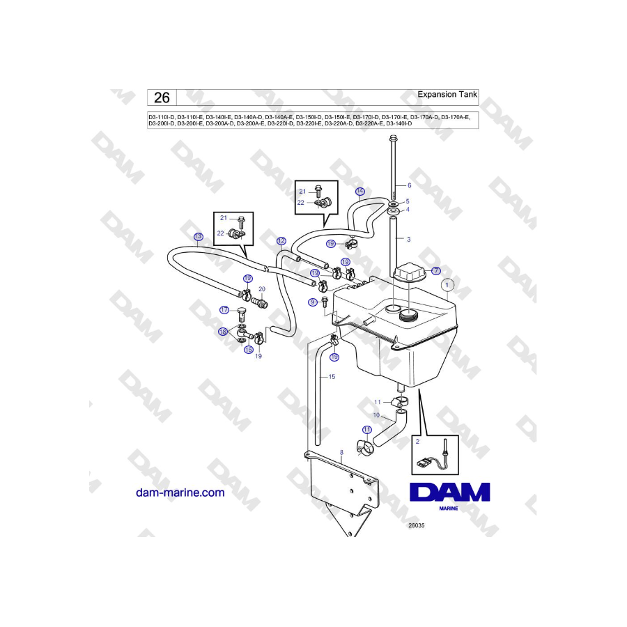 Volvo Penta D3-220A-F - Depósito de expansión