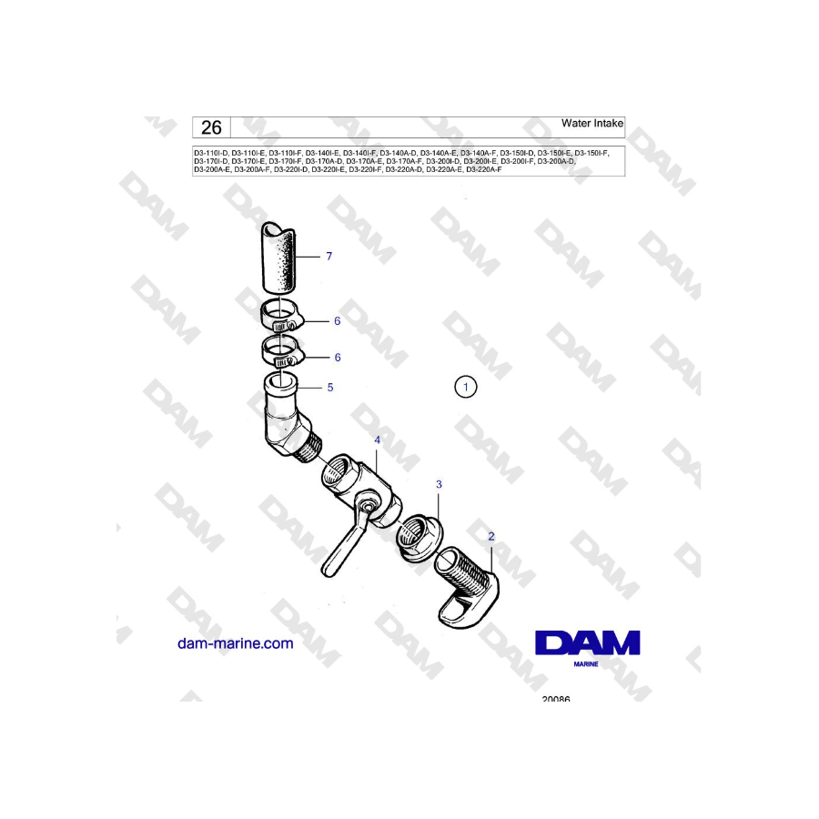 Volvo Penta D3-220A-F - Presa d'acqua