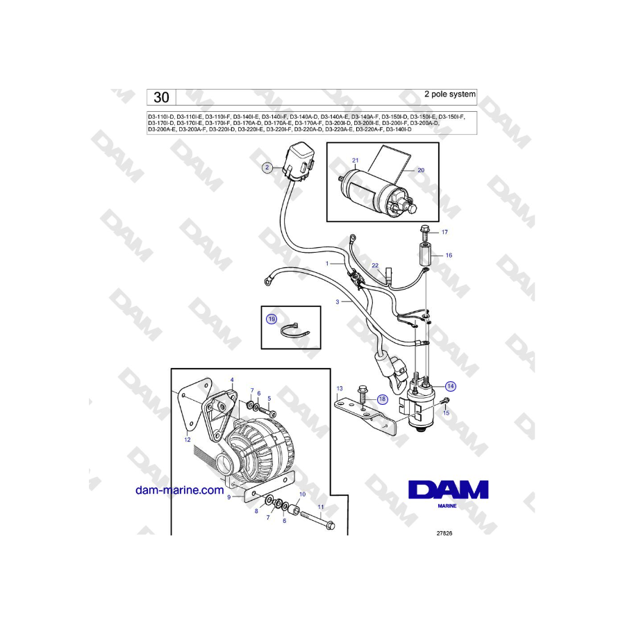 Volvo Penta D3-220A-F - 2 pole system