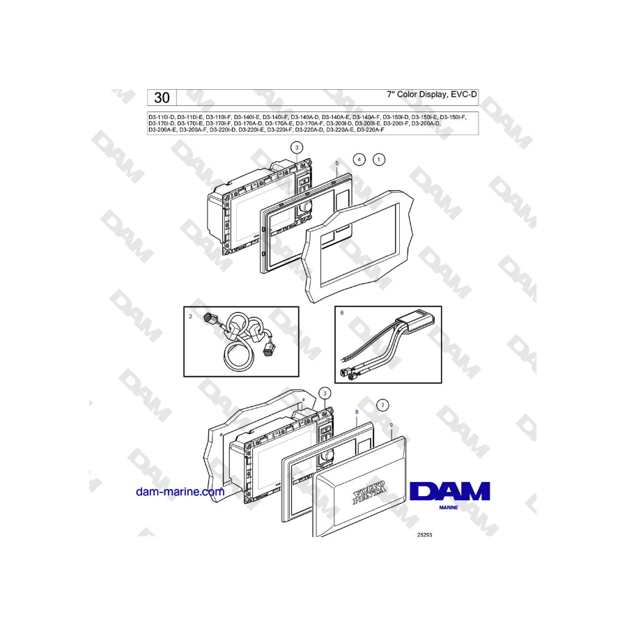 Volvo Penta D3-220A-F - Pantalla a color de 7'', EVC-D