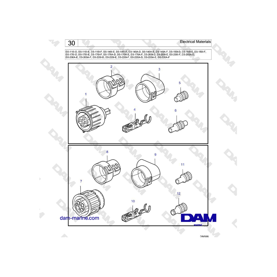Volvo Penta D3-220A-F - Materiales Eléctricos