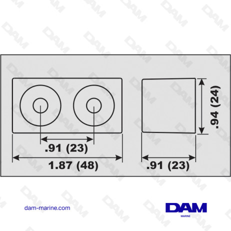 ÁNODO DE BLOQUE DE ALUMINIO YAMAHA - SUZUKI 115-225HP