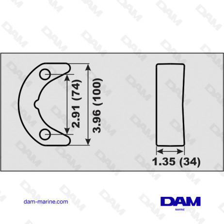 BASE DE ÁNODO DE ALUMINIO BRP 35-75HP