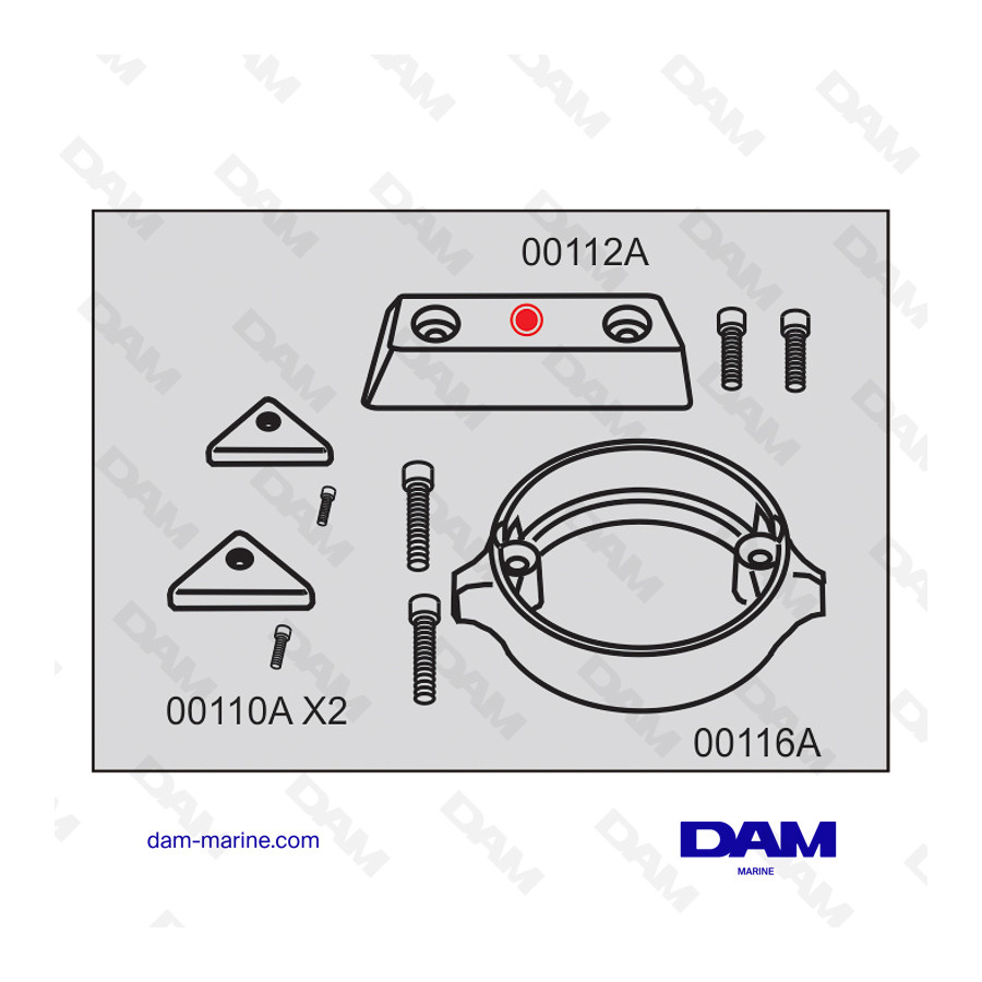 KIT DE ÁNODOS DE ALUMINIO BASE VOLVO DP - TRIÁNGULOS