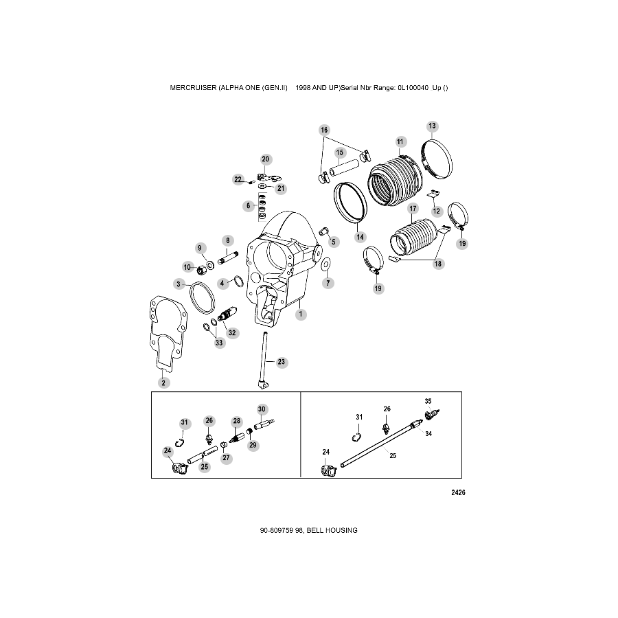 Vue éclatée BOL Embase Mercruiser Alpha One G2