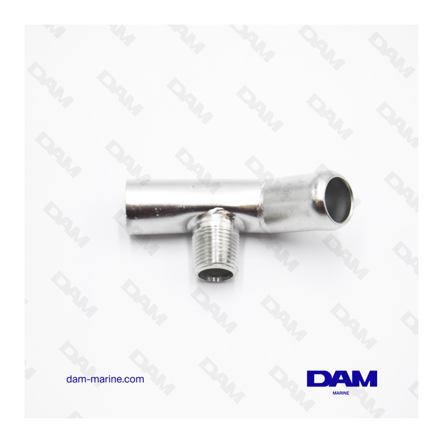 T-SHAPED WATER FITTING - 1/2 X 1 - 3V STAINLESS STEEL*