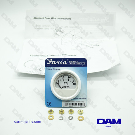 INDICATEUR DE CHARGE VOLTMETRE BLANC 10 - 16 VOLTS
