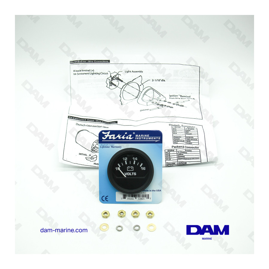 INDICATEUR DE CHARGE VOLTMETRE NOIR 10 - 16 VOLTS