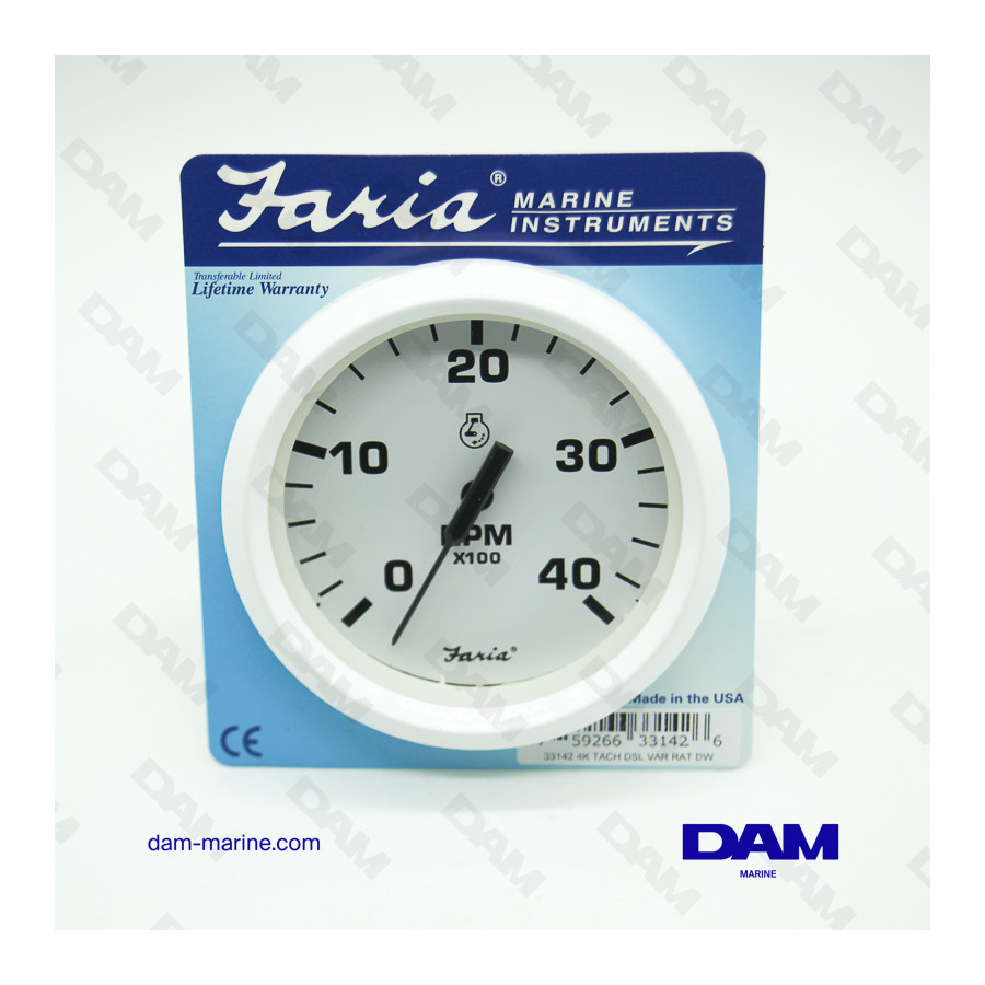 COMPTE TOURS DIESEL BLANC 0-4000 TRS/MIN