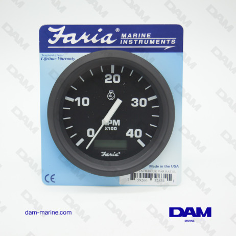 BLACK DIESEL REV COUNTER 0-4000 RPM HOUR METER