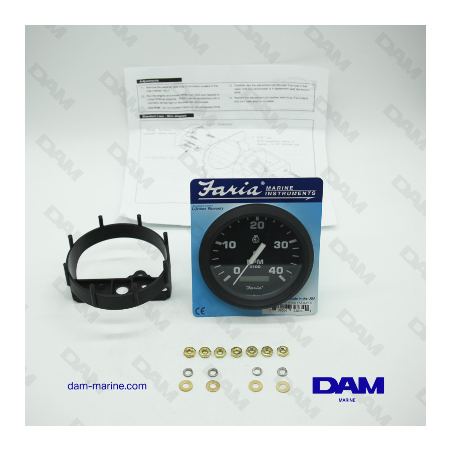 COMPTE TOURS DIESEL NOIR 0-4000 TRS/MIN HORAMETRE