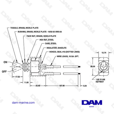 Interruttore a bilanciere impermeabile SPST On-Off 12V