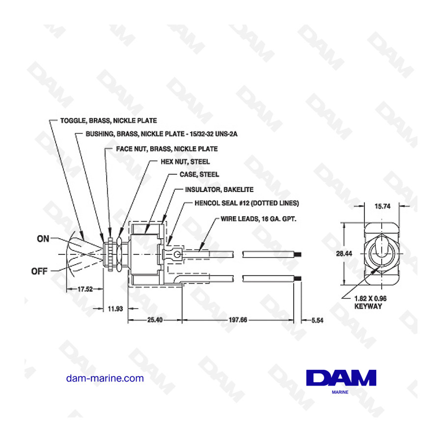 Interruptor basculante SPST resistente al agua, encendido y apagado, 12 V