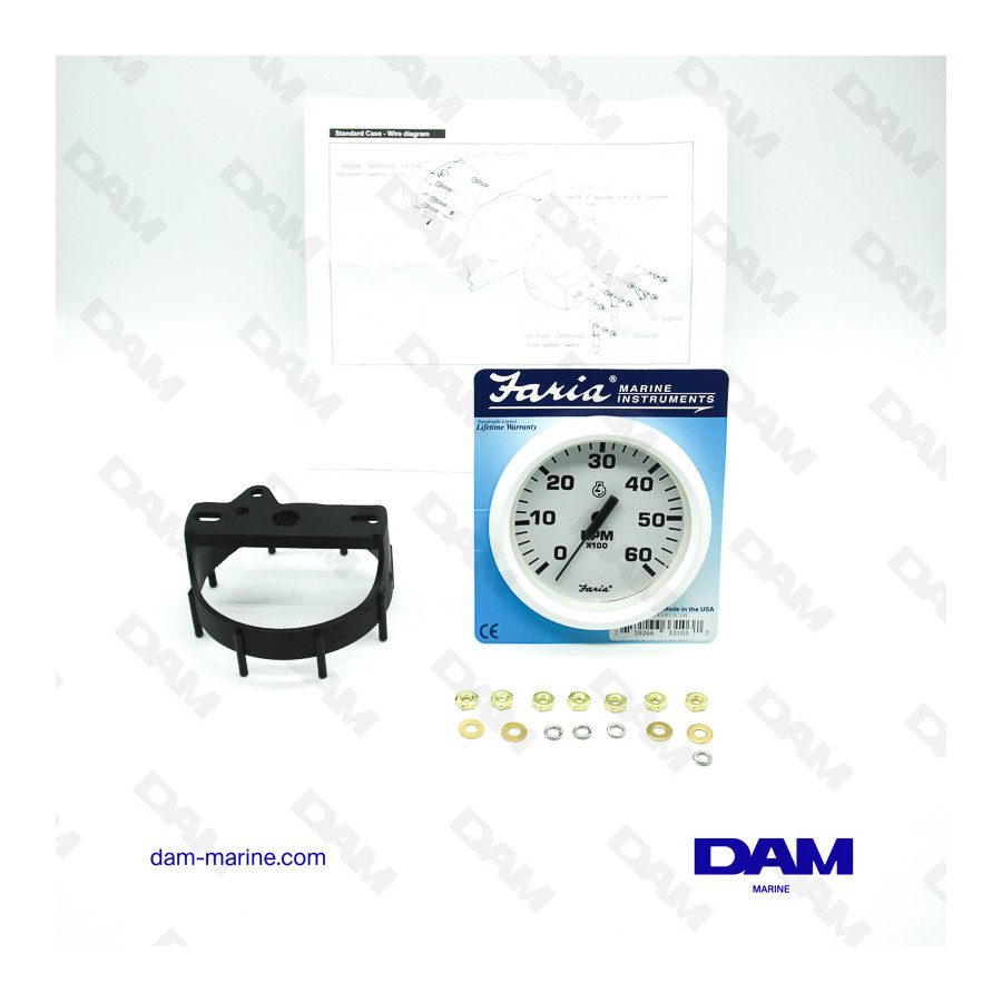 INBOARD GASOLINE TACHOMETER WHITE 0-6000 RPM