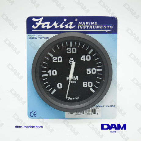 BLACK INBOARD PETROL REV COUNTER 0-6000 RPM