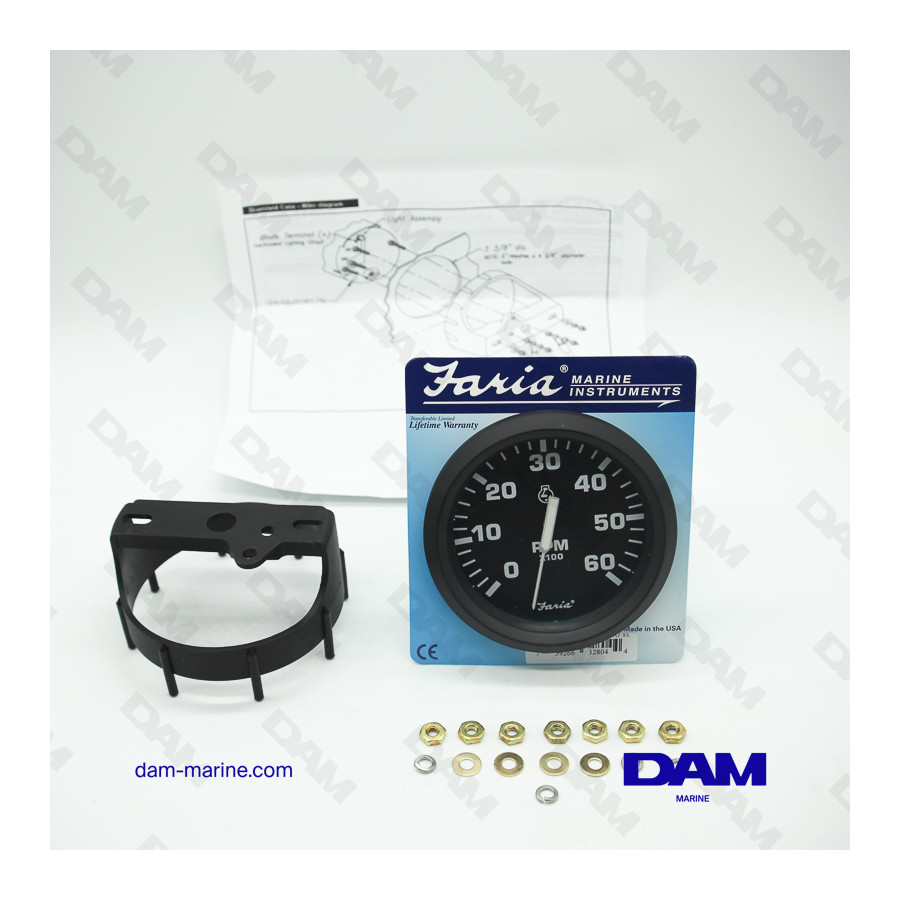 BLACK INBOARD PETROL REV COUNTER 0-6000 RPM