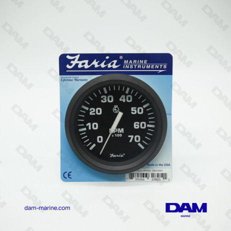 BLACK OUTBOARD REV COUNTER 0-7000 RPM