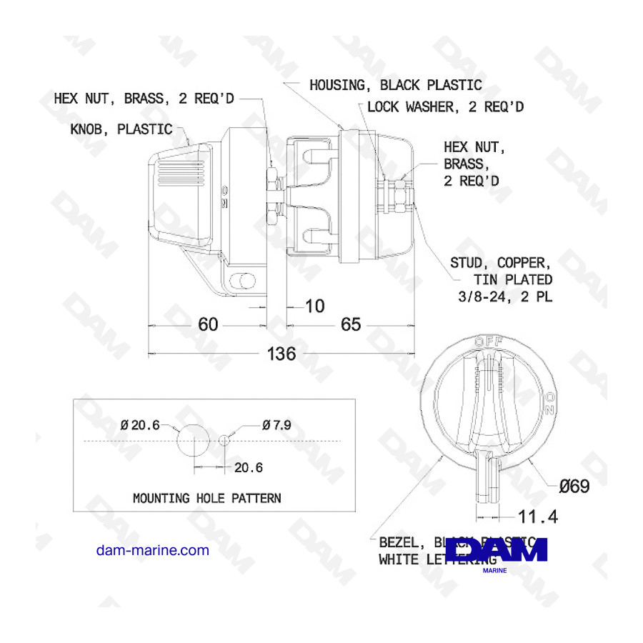 INTERRUPTOR DE BATERÍA IMPERMEABLE DE 300 A