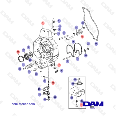 Vue éclatée mercruiser platine extérieure