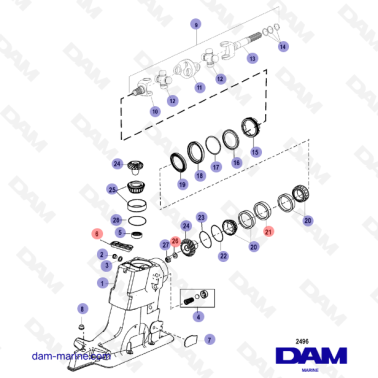 Vue éclatée Mercruiser Alpha One G2 Haut d'Embase