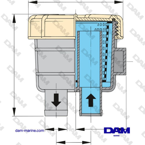 FILTRE A EAU DE MER COMPLET VETUS DIAMETRE 16MM