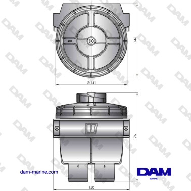 VETUS COMPLETE SEAWATER FILTER DIAMETER 38MM