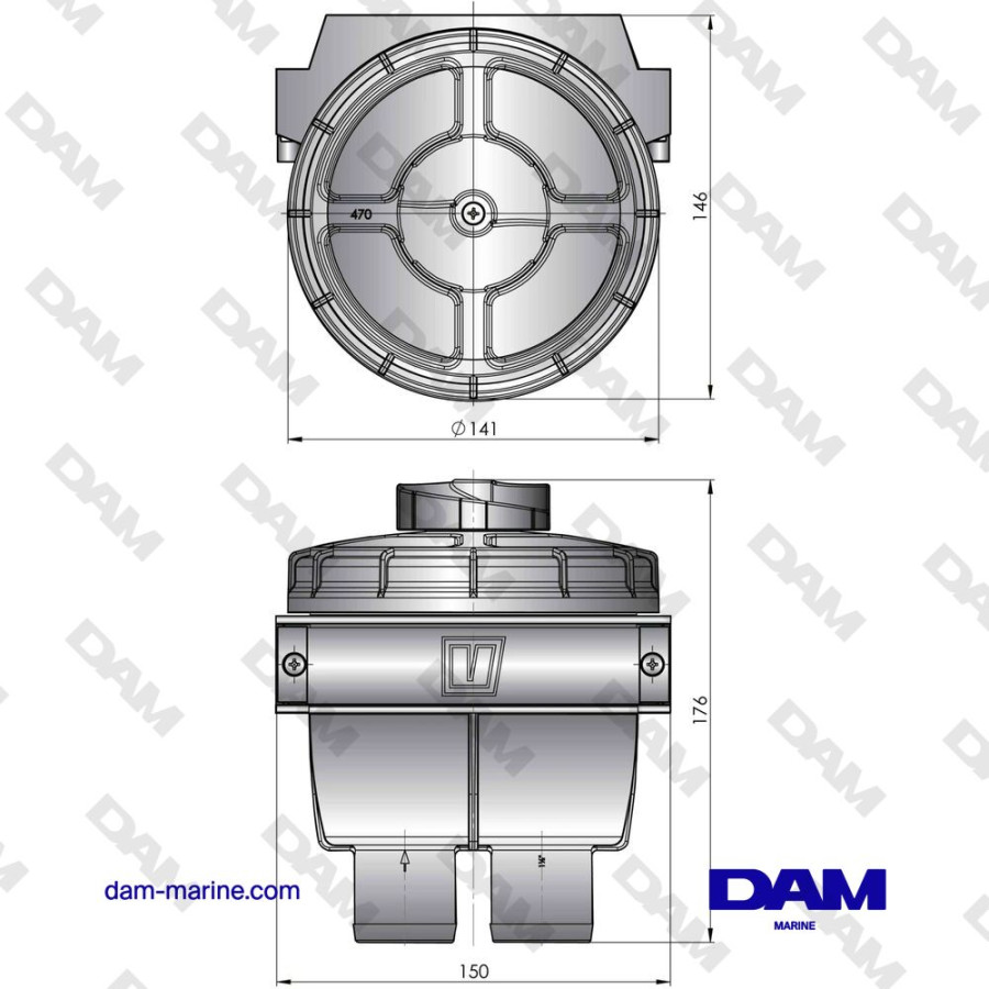 VETUS COMPLETE SEAWATER FILTER DIAMETER 38MM