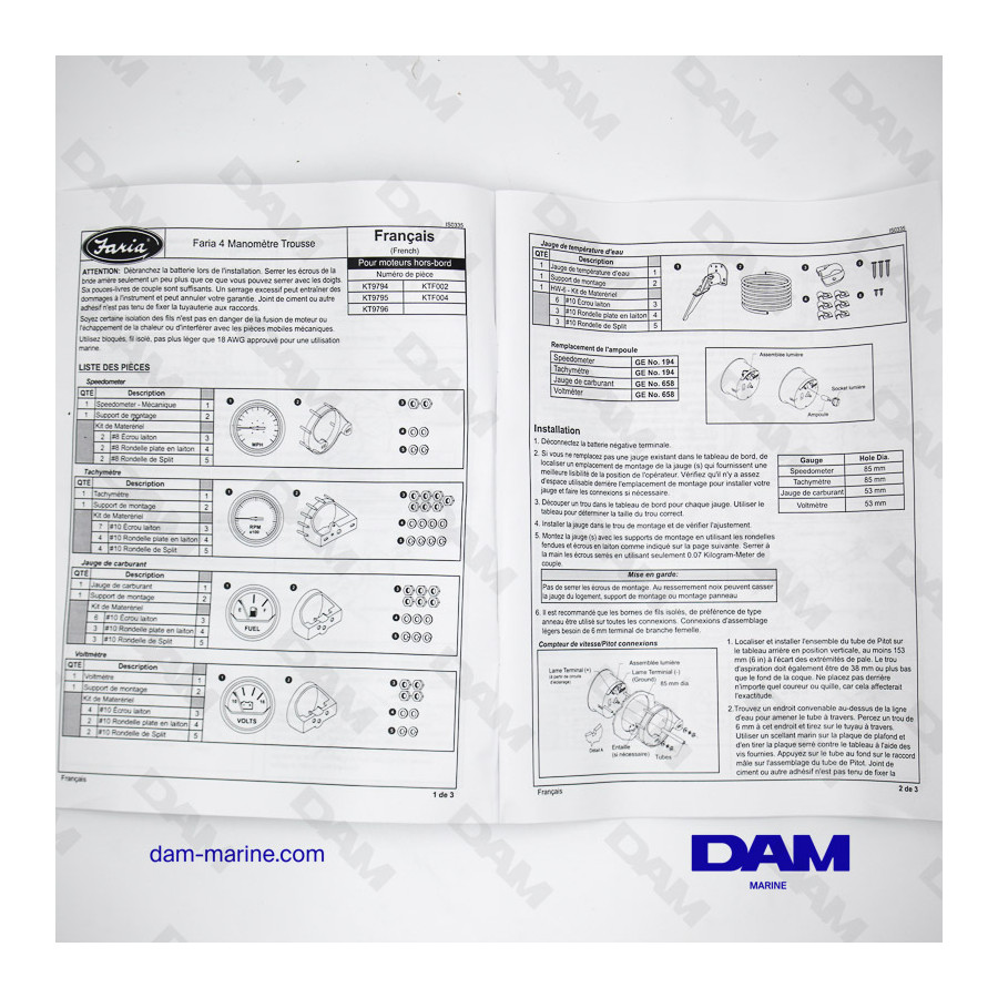 WHITE OUTBOARD INSTRUMENTATION KIT