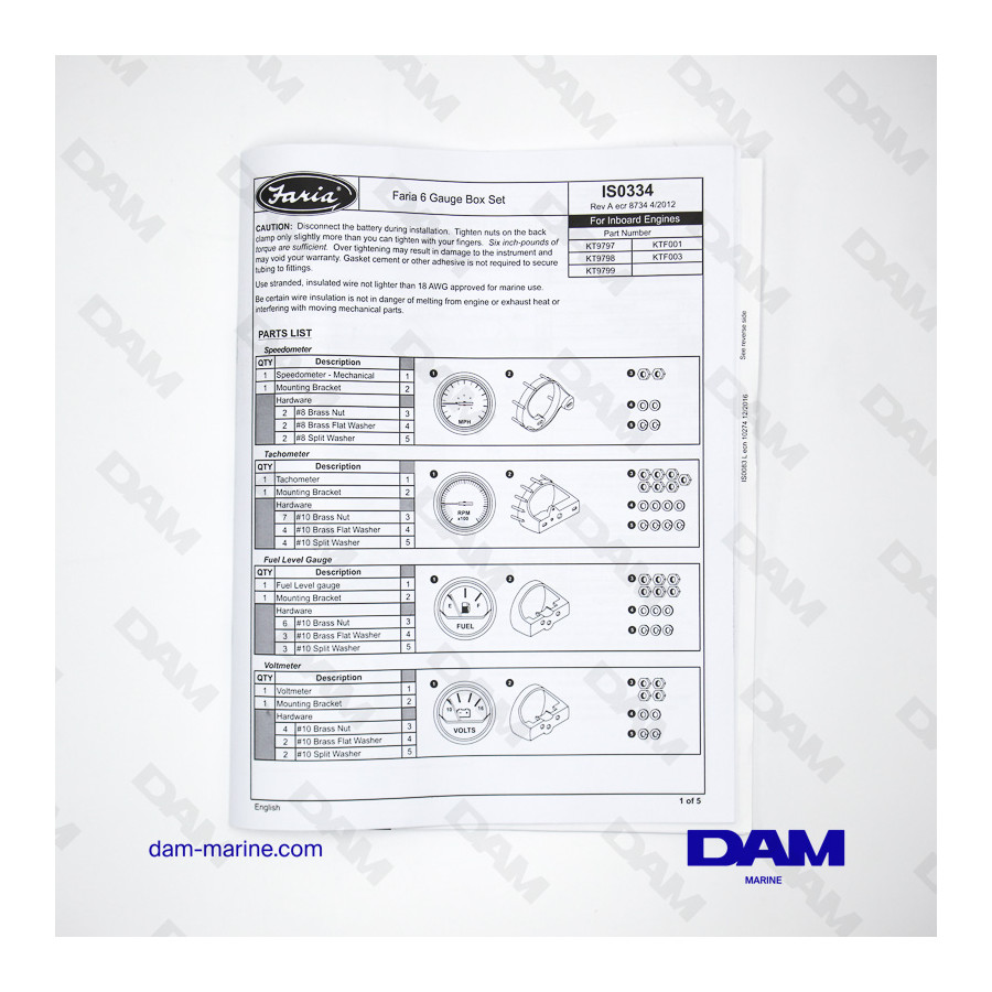 WHITE INBOARD INSTRUMENTATION KIT