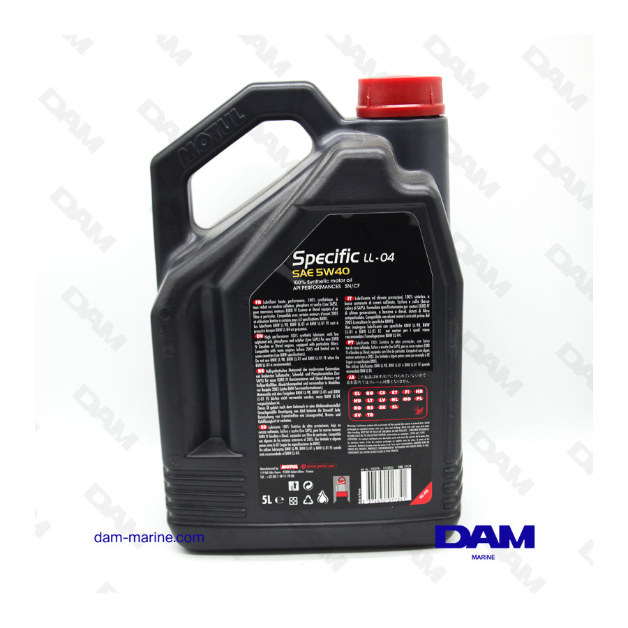 HUILE MOTEUR INBOARD 5W40 SYNTHETIQUE - 5L