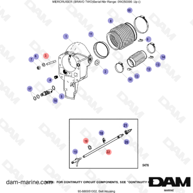 Vue éclatée Bol d'embase Bravo 2 Mercruiser