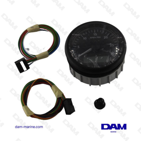 Tacómetro VDO 3000 RPM Contador de horas Negro