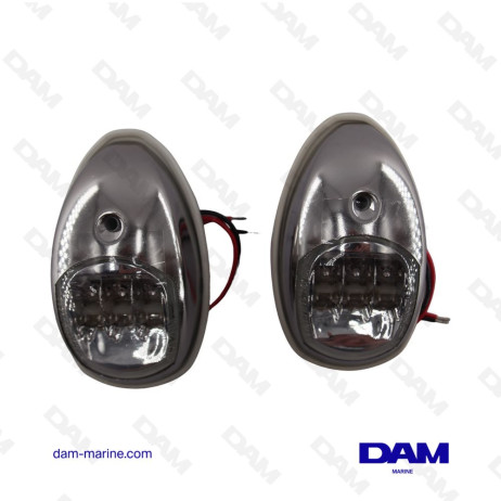 SET OF STAINLESS STEEL NAVIGATION LIGHTS PORT + STARBOARD