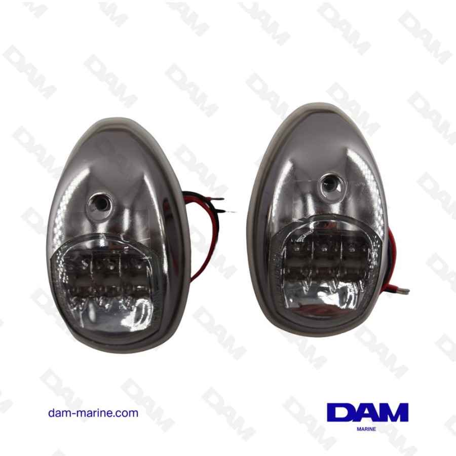 SET DI LUCI DI NAVIGAZIONE IN ACCIAIO INOX BATTELLO + TRIBORDO