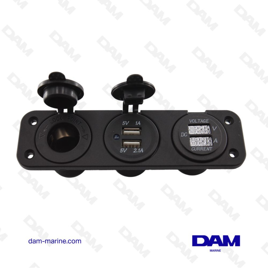 ENCHUFE PARA ENCENDEDOR DE CIGARRILLOS/VOLTÍMETRO/AMPERÍMETRO/USB DUAL -14.517.28