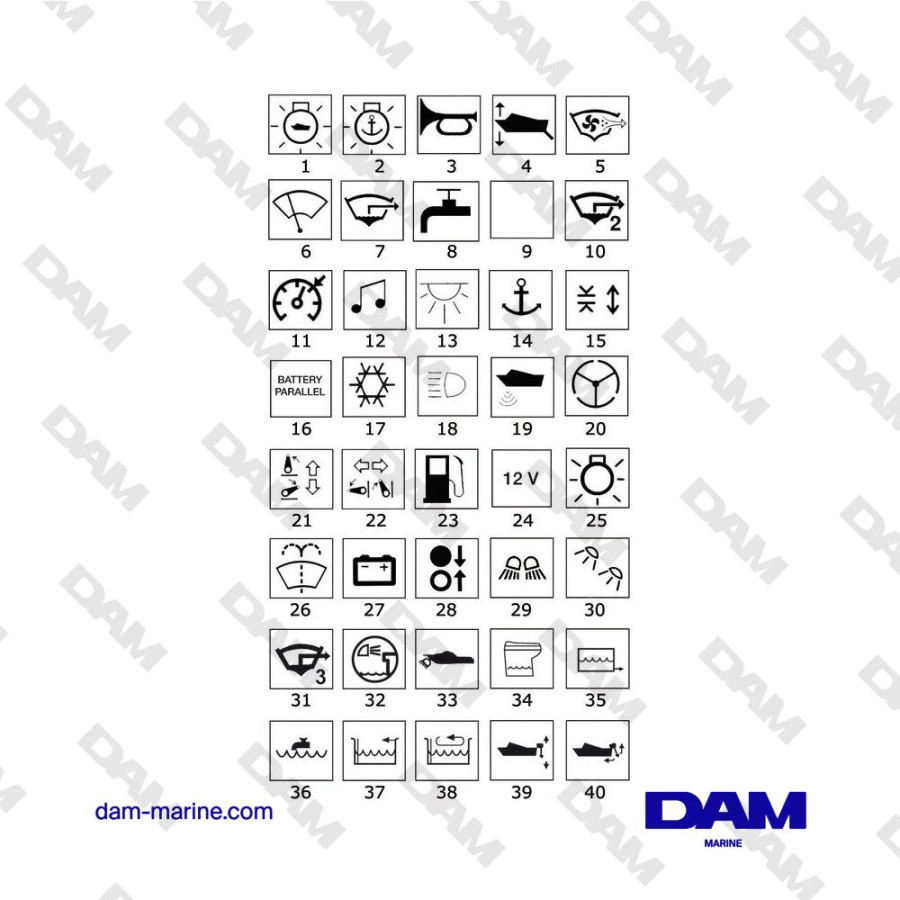 ROCKER LIGHT SYMBOLS SALT WATER PUMP A