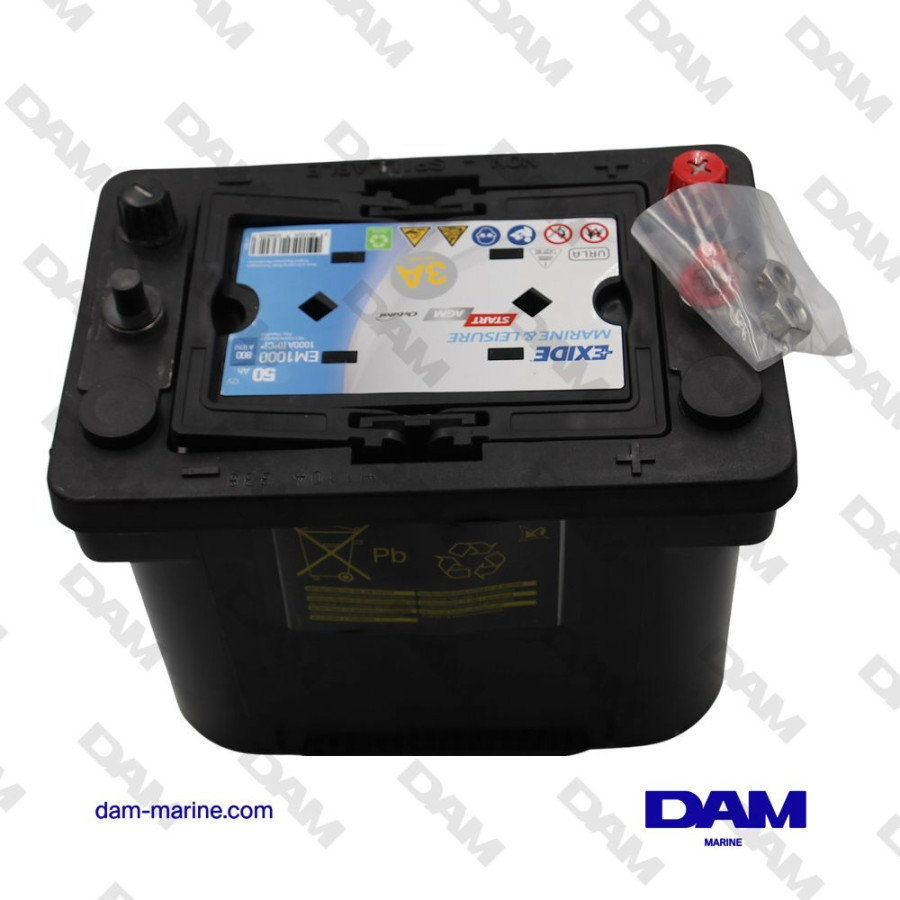 EXIDE START AGM MARINE BATTERY 50A -1000AH
